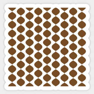 Mid Century Modern Retro 60s Waves Pattern  (Dark Warm Brown) Sticker